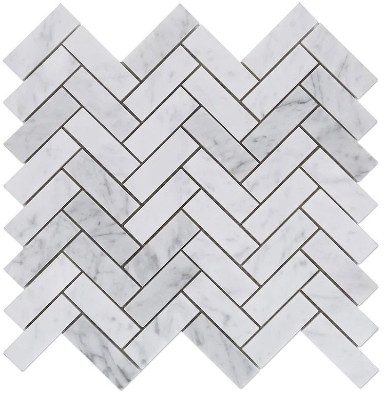 Carrara marmor fiskebein gulvflis