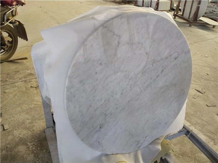 Round carrara marble table top for dining room