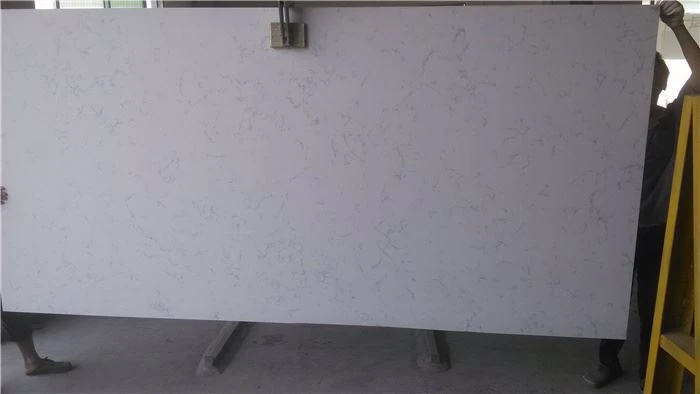 white quartz with gray slab