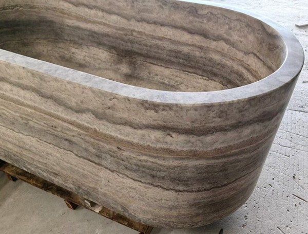 Silver Travertine Honed Bathtub