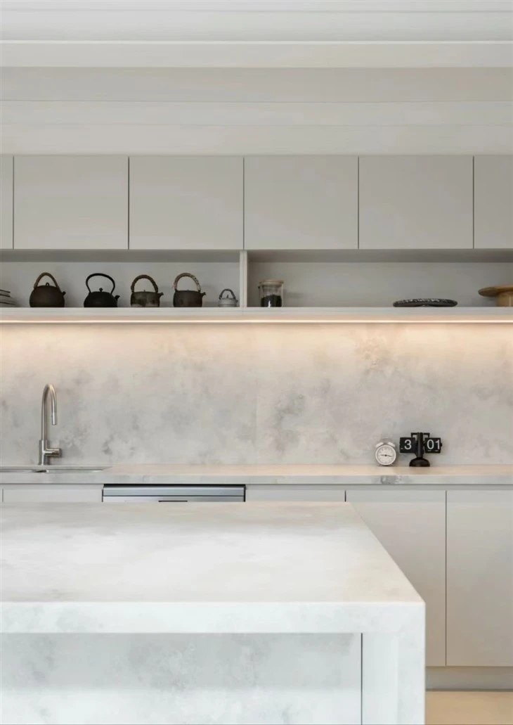 White Concrete Quartz kitchen top